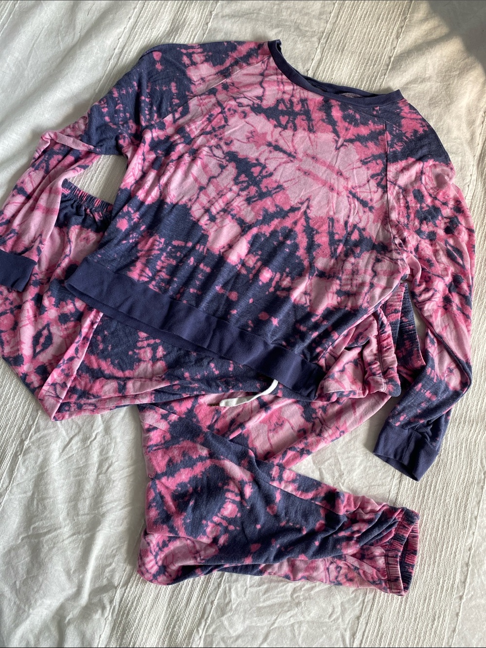 Honeydew Intimates Pink & Navy Tie-Dye Long Sleeve Lounge Top
